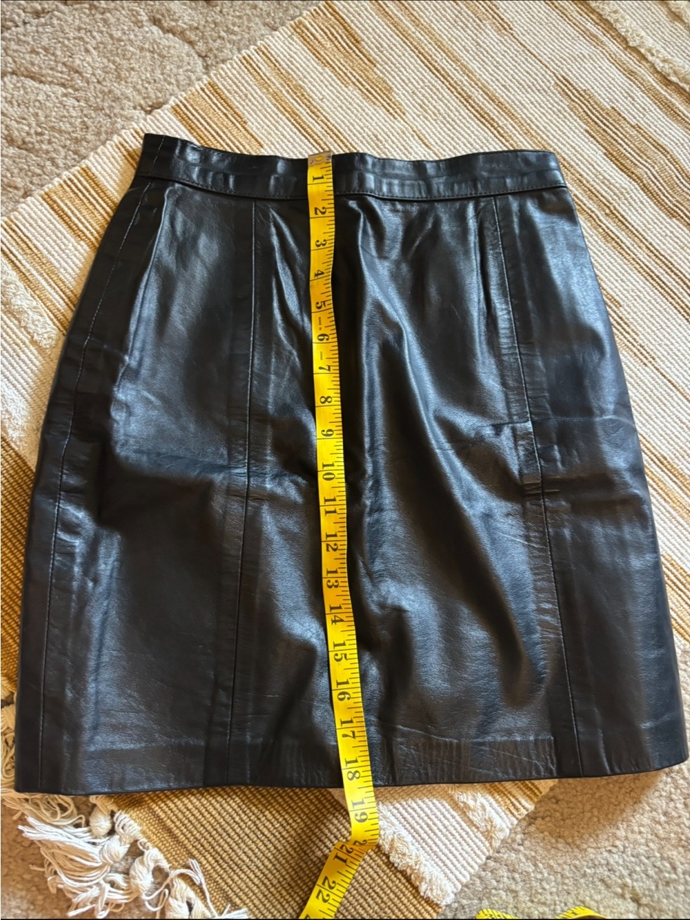Vintage Black Leather Pencil Skirt
